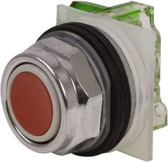 Schneider Electric - 30mm Mount Hole, Extended Straight, Pushbutton Switch with Contact Block - Red Pushbutton, Momentary (MO) - Industrial Tool & Supply