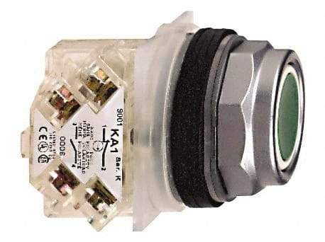Schneider Electric - 30mm Mount Hole, Flush, Pushbutton Switch with Contact Block - Octagon, Multicolor Pushbutton, Momentary (MO) - Industrial Tool & Supply