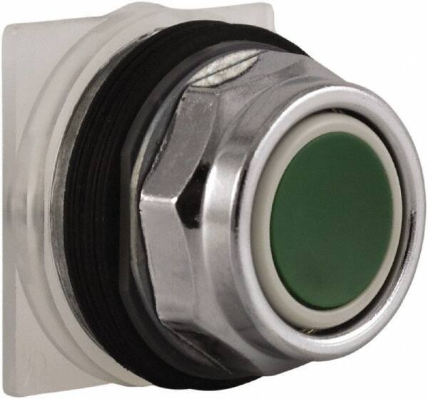 Schneider Electric - 30mm Mount Hole, Extended Straight, Pushbutton Switch Only - Green Pushbutton, Momentary (MO) - Industrial Tool & Supply