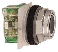 Schneider Electric - 30mm Mount Hole, Flush, Pushbutton Switch with Contact Block - Octagon, Black Pushbutton, Momentary (MO) - Industrial Tool & Supply