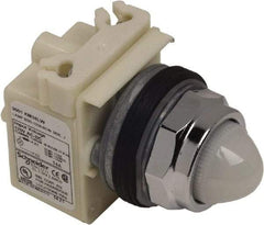 Schneider Electric - 120 V White Lens LED Pilot Light - Round Lens, Screw Clamp Connector - Industrial Tool & Supply