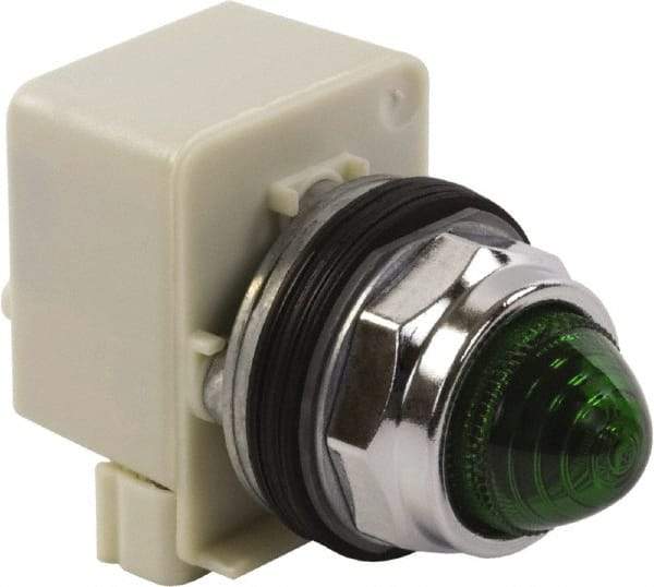 Schneider Electric - 120 V Green Lens Incandescent Pilot Light - Round Lens, Screw Clamp Connector - Industrial Tool & Supply