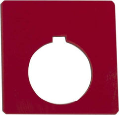 Schneider Electric - Square, Plastic Legend Plate - Blank - Red Background, Black Letters, 1.2 Inch Hole Diameter, 2-1/4 Inch Square - Industrial Tool & Supply