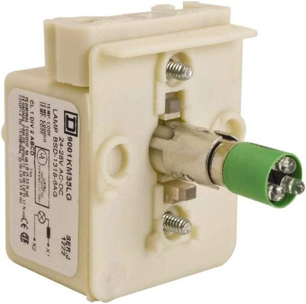 Schneider Electric - 24-28 VAC, 24-28 VDC Green Lens LED Light Module - Industrial Tool & Supply