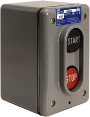 Schneider Electric - 2 Operator, Projecting Pushbutton Control Station - Start, Stop (Legend), Maintained Switch, 2NO Contact, NEMA 4 - Industrial Tool & Supply