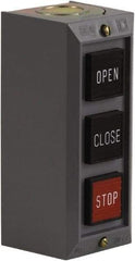 Schneider Electric - 3 Operator, Projecting Pushbutton Control Station - Close, Open, Stop (Legend), Momentary Switch, 2NO/3NC Contact, NEMA 1 - Industrial Tool & Supply