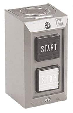 Schneider Electric - 2 Operator, Projecting Pushbutton Control Station - Start, Stop (Legend), Maintained Switch, 2NO Contact, NEMA 1 - Industrial Tool & Supply