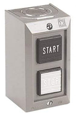 Schneider Electric - 2 Operator, Projecting Pushbutton Control Station - Start, Stop (Legend), Maintained Switch, 2NO Contact, NEMA 1 - Industrial Tool & Supply