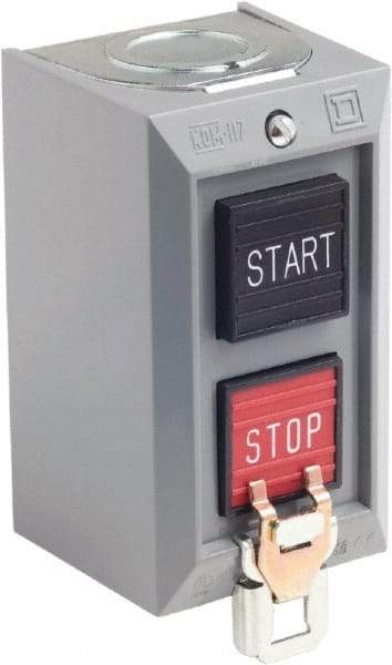 Schneider Electric - 2 Operator, Projecting Pushbutton Control Station - Start, Stop (Legend), Momentary Switch, NO/NC Contact, NEMA 1 - Industrial Tool & Supply