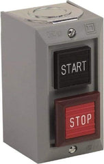 Schneider Electric - 2 Operator, Projecting Pushbutton Control Station - Start, Stop (Legend), Momentary Switch, NO/NC Contact, NEMA 1 - Industrial Tool & Supply