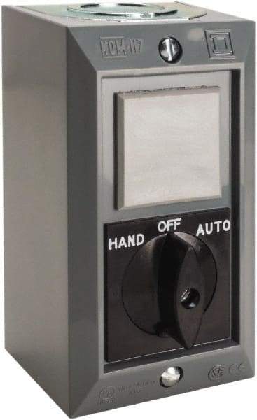 Schneider Electric - 1 Operator, Projecting Pushbutton Control Station - Auto, Hand, Off (Legend), Maintained Switch, 2NO Contact, NEMA 1 - Industrial Tool & Supply