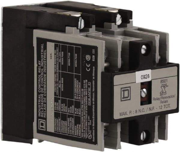 Square D - 4 Pole, 4NO, 208 VAC at 60 Hz Control Relay - Panel Mount - Industrial Tool & Supply