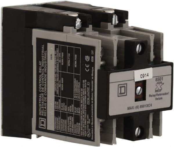 Square D - Electromechanical Screw Clamp General Purpose Relay - 20 Amp at 600 VAC, 4NO, 110 VAC at 50 Hz & 120 VAC at 60 Hz - Industrial Tool & Supply