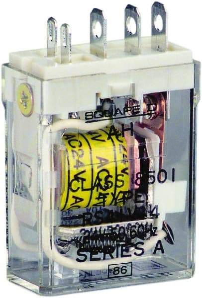 Square D - 1 hp at 240 Volt & 1/2 hp at 120 Volt, Electromechanical Plug-in General Purpose Relay - 12 Amp at 240 VAC, SPDT, 24 VAC at 50/60 Hz - Industrial Tool & Supply