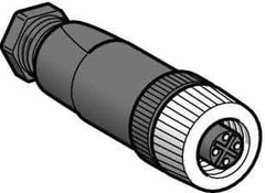 Telemecanique Sensors - 3 Amp, M12 4 Pin Female Straight Field Attachable Connector Sensor and Receptacle - 125 VAC, 150 VDC, IP67 Ingress Rating - Industrial Tool & Supply