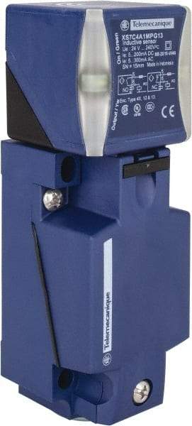 Telemecanique Sensors - NPN, PNP, NO/NC, 15mm Detection, Rectangular, Inductive Proximity Sensor - 2 Wires, IP65, IP67, IP69, 24 to 240 VAC @ 50/60 Hz, 24 to 240 VDC, 40mm Long x 117mm Wide - Industrial Tool & Supply