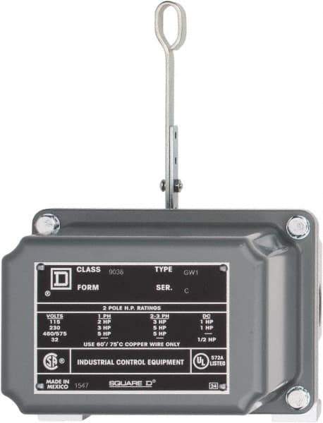 Square D - 4 NEMA Rated, DPST, Float Switch Pressure and Level Switch - 575 VAC, Line-Load-Load-Line Terminal - Industrial Tool & Supply