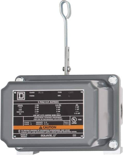 Square D - 7 and 9 NEMA Rated, DPST, Float Switch Pressure and Level Switch - 575 VAC, Line-Load-Load-Line Terminal - Industrial Tool & Supply