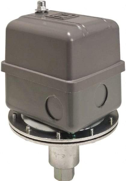 Square D - 1 NEMA Rated, DPST, 100 psi, Vacuum Switch Pressure and Level Switch - Adjustable Pressure, 575 VAC, 1/4 Inch Connector, For Use with 9036GG Float Switches, Vacuum Heating Pumps - Industrial Tool & Supply