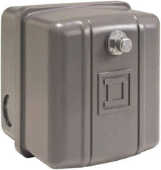 Square D - 1 NEMA Rated, DPST, 145 to 175 psi, Electromechanical, Snap Action Pressure and Level Switch - Adjustable Pressure, 460/575 VAC, 1/4 Inch Connector, Screw Terminal, For Use with Air Compressors, Power Circuits, Water Pumps - Industrial Tool & Supply