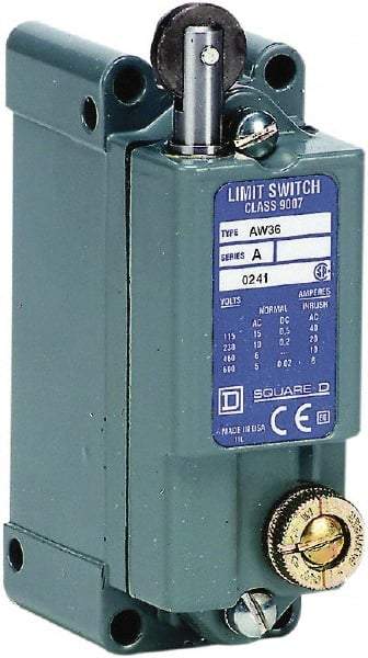Square D - SPDT, NC/NO, 600 VAC, Screw Terminal, Roller Plunger Actuator, General Purpose Limit Switch - 1, 2, 4, 12, 13 NEMA Rating, IP65 IPR Rating, Surface Mount - Industrial Tool & Supply