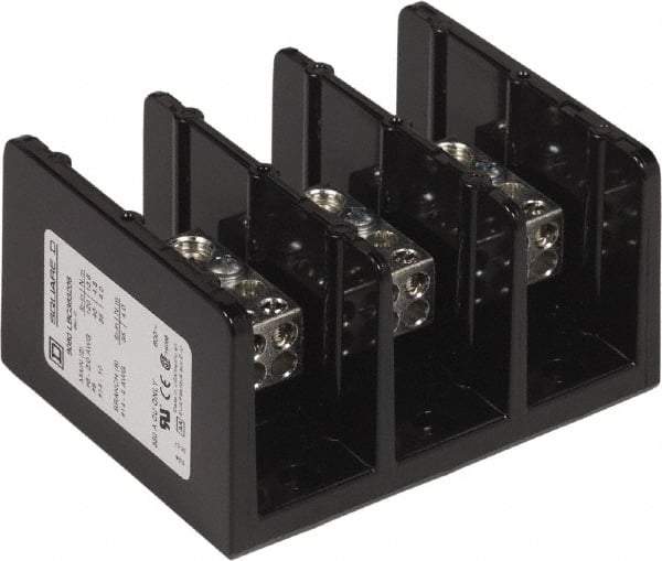 Square D - 3 Poles, 350 (Copper) Amp, Phenolic Power Distribution Block - 600 VAC, 2 Primary Connection - Industrial Tool & Supply
