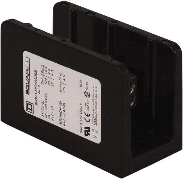 Square D - 1 Pole, 350 (Copper) Amp, Phenolic Power Distribution Block - 600 VAC, 2 Primary Connection - Industrial Tool & Supply