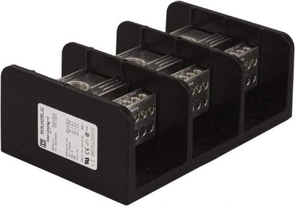 Square D - 3 Poles, 310 (Aluminium), 380 (Copper) Amp, Phenolic Power Distribution Block - 600 VAC, 1 Primary Connection - Industrial Tool & Supply