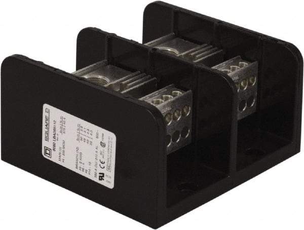 Square D - 2 Poles, 310 (Aluminium), 380 (Copper) Amp, Phenolic Power Distribution Block - 600 VAC, 1 Primary Connection - Industrial Tool & Supply