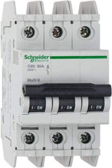 Schneider Electric - 30 Amp, 125 VDC, 240 VAC, 60 VDC, 3 Pole, DIN Rail Mount, Fixed Mount Miniature Circuit Breaker - Thermal Magnetic Trip, Multiple Breaking Capacity Ratings, 73mm Deep x 107mm High x 54mm Wide - Industrial Tool & Supply