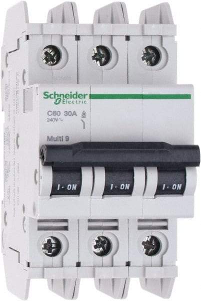 Schneider Electric - 30 Amp, 125 VDC, 240 VAC, 60 VDC, 3 Pole, DIN Rail Mount, Fixed Mount Miniature Circuit Breaker - Thermal Magnetic Trip, Multiple Breaking Capacity Ratings, 73mm Deep x 107mm High x 54mm Wide - Industrial Tool & Supply