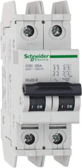 Schneider Electric - 25 Amp, 125 VDC, 240 VAC, 60 VDC, 1 Pole, DIN Rail Mount, Fixed Mount Miniature Circuit Breaker - Thermal Magnetic Trip, Multiple Breaking Capacity Ratings, 73mm Deep x 107mm High x 36mm Wide - Industrial Tool & Supply