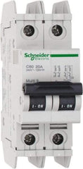 Schneider Electric - 20 Amp, 125 VDC, 240 VAC, 60 VDC, 1 Pole, DIN Rail Mount, Fixed Mount Miniature Circuit Breaker - Thermal Magnetic Trip, Multiple Breaking Capacity Ratings, 73mm Deep x 107mm High x 36mm Wide - Industrial Tool & Supply