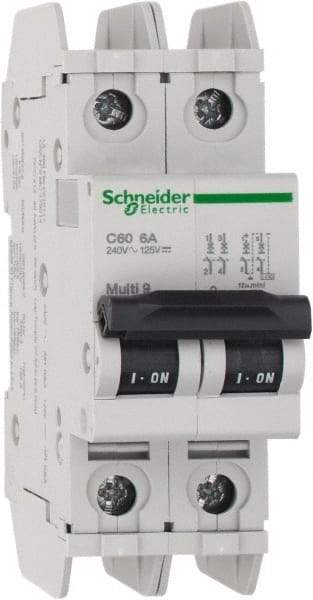 Schneider Electric - 6 Amp, 125 VDC, 240 VAC, 60 VDC, 1 Pole, DIN Rail Mount, Fixed Mount Miniature Circuit Breaker - Thermal Magnetic Trip, Multiple Breaking Capacity Ratings, 73mm Deep x 107mm High x 36mm Wide - Industrial Tool & Supply