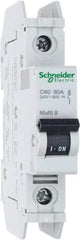 Schneider Electric - 30 Amp, 125 VDC, 240 VAC, 60 VDC, 1 Pole, DIN Rail Mount, Fixed Mount Miniature Circuit Breaker - Thermal Magnetic Trip, Multiple Breaking Capacity Ratings, 73mm Deep x 81mm High x 18mm Wide - Industrial Tool & Supply