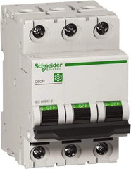 Schneider Electric - 63 Amp, 440 VAC, 3 Pole, DIN Rail Mounted Miniature Circuit Breaker - Magnetic Trip, Multiple Breaking Capacity Ratings, 18-2 AWG, 76mm Deep x 81mm High x 54mm Wide - Industrial Tool & Supply