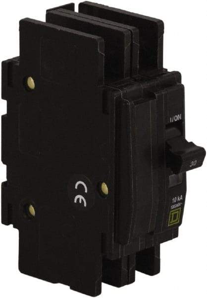 Square D - 15 Amp, 120/240 VAC, 2 Pole, DIN Rail Mounted, Flush Mount, Surface Mount Miniature Circuit Breaker - Thermal Magnetic Trip, 10 kA at 120/240 VAC Breaking Capacity, 14-2 (Aluminum), 14-2 (Copper) AWG, 74mm Deep x 103mm High x 19mm Wide - Industrial Tool & Supply