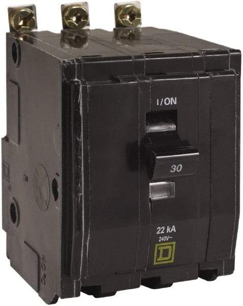 Square D - 30 Amp, 240 VAC, 3 Pole, Bolt On Miniature Circuit Breaker - 14-8 AWG - Industrial Tool & Supply