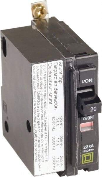 Square D - 20 Amp, 240 VAC, 1 Pole, Bolt On Miniature Circuit Breaker - 14-8 AWG - Industrial Tool & Supply