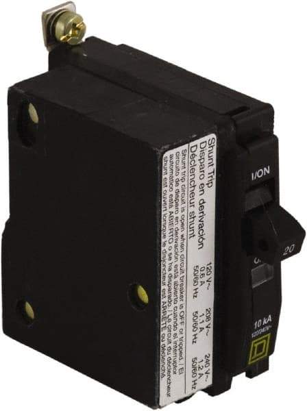 Square D - 20 Amp, 240 VAC, 1 Pole, Bolt On Miniature Circuit Breaker - 14-8 AWG - Industrial Tool & Supply