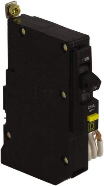 Square D - 20 Amp, 120 VAC, 1 Pole, Bolt On Residual Current Circuit Breaker with Overcurrent Protection - 12-8, 14-8 AWG - Industrial Tool & Supply