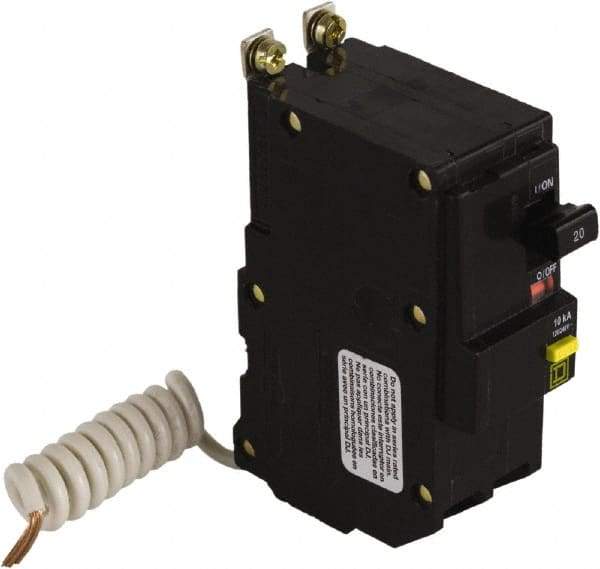 Square D - 20 Amp, 240 VAC, 2 Pole, Bolt On Residual Current Circuit Breaker with Overcurrent Protection - 12-8, 14-8 AWG - Industrial Tool & Supply