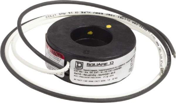 Square D - 60 Amp AC Input, 5 Amp AC Output, Panel Meter Current Transformer - Flying Lead Terminal, For Use with AC Ammeter - Industrial Tool & Supply