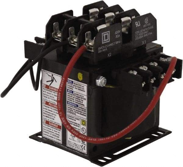 Square D - 1 Phase, 250 VA, Top Mount Fuse Block Control Transformer - 131°F Temp Rise - Industrial Tool & Supply