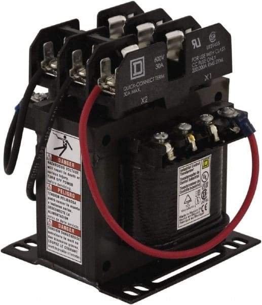 Square D - 150 VA, Top Mount Fuse Block Control Transformer - 50/60 Hz, 3.59 Inch Deep x 4-1/2 Inch High - Industrial Tool & Supply