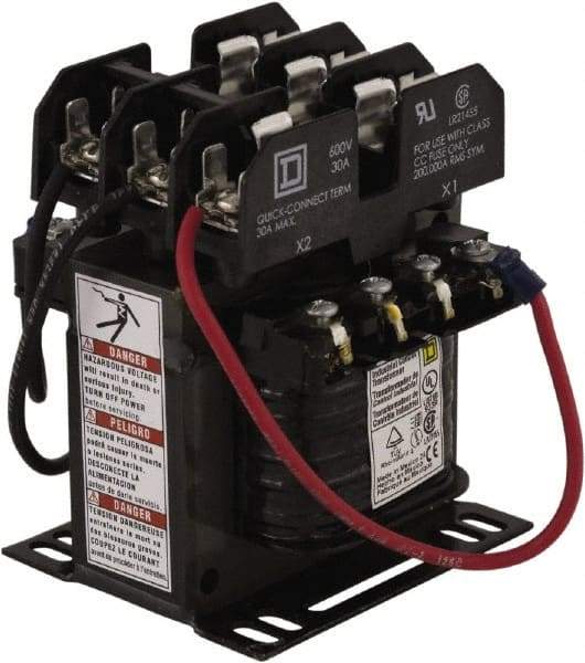 Square D - 1 Phase, 100 VA, Top Mount Fuse Block Control Transformer - 131°F Temp Rise - Industrial Tool & Supply
