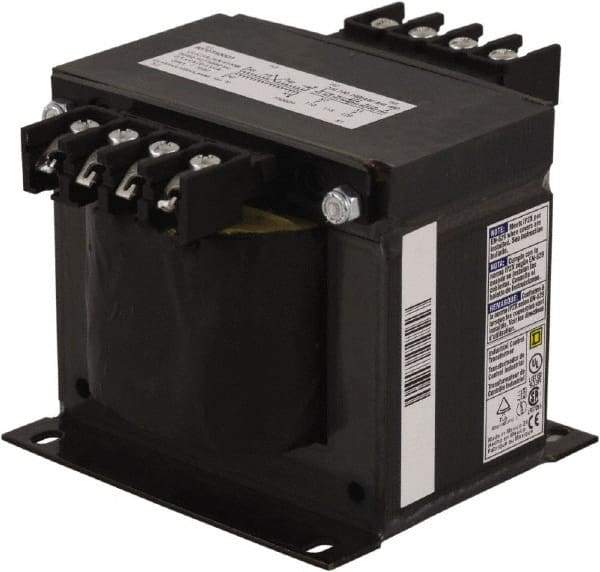 Square D - 500 VA, Top Mount Fuse Block Control Transformer - 50/60 Hz, 5.61 Inch Deep x 4.51 Inch High - Industrial Tool & Supply