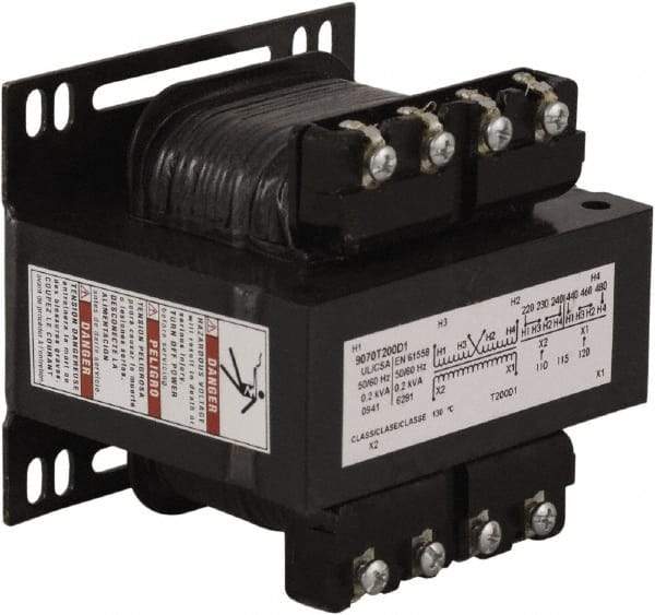 Square D - 1 Phase, 200 VA, Control Transformer - 176°F Temp Rise - Industrial Tool & Supply