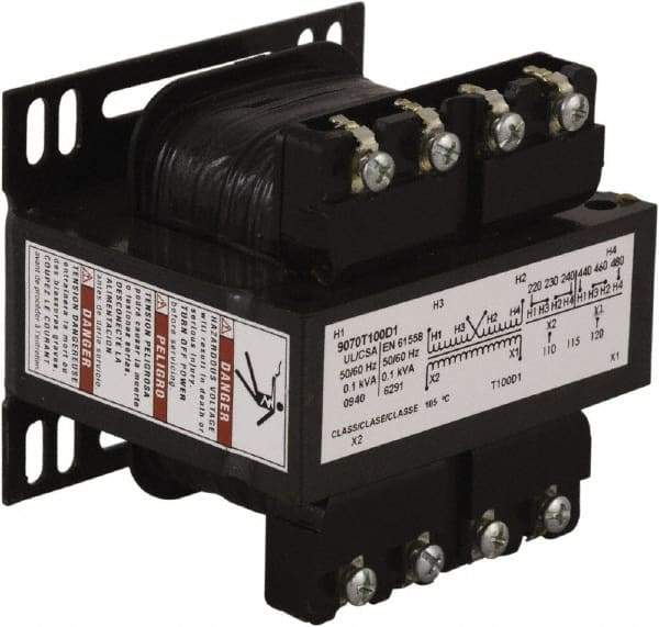 Square D - 100 VA, Control Transformer - 3.34 Inch Deep - Industrial Tool & Supply
