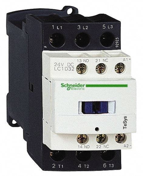 Schneider Electric - 3 Pole, 230 Coil VAC at 50/60 Hz, 32 Amp at 440 VAC, Nonreversible IEC Contactor - 1 Phase hp:  2 at 115 VAC, 5 at 230 VAC, 3 Phase hp:  2 at 115 VAC, 5 at 230 VAC - Industrial Tool & Supply